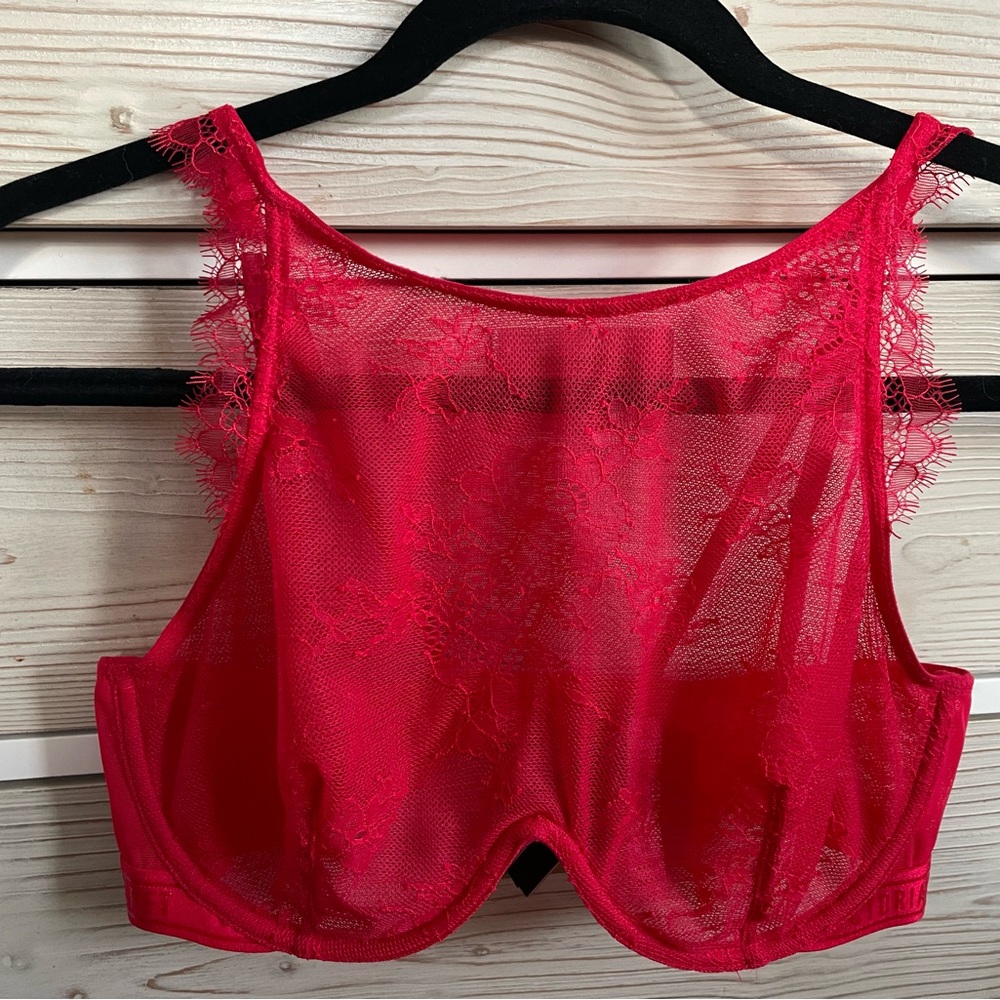 Victoria's Secret Unlined High Neck Lace Bra 34D